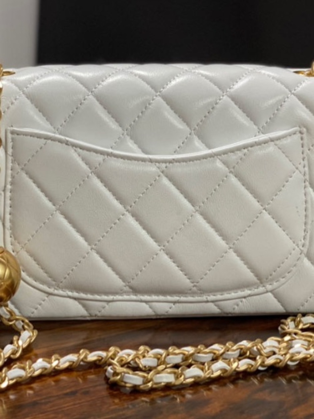 CHANEL White Quilted Lambskin Crossbody with Gold Hardware - Picture 8 of 8